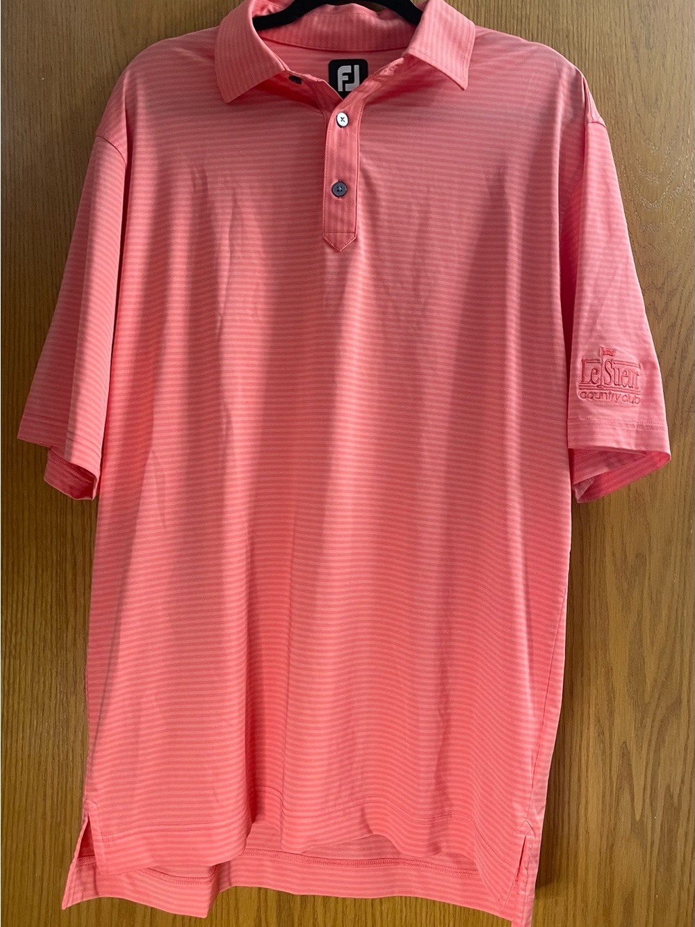 FootJoy Men's Golf Polo Shirt Size Large, Orange Coral Striped